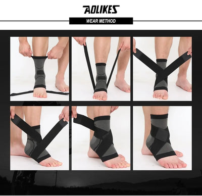 AOLIKES 1PCS 3D Weaving Elastic Nylon Strap Ankle Support Brace Badminton Basketball Football Taekwondo Fitness Heel Protector