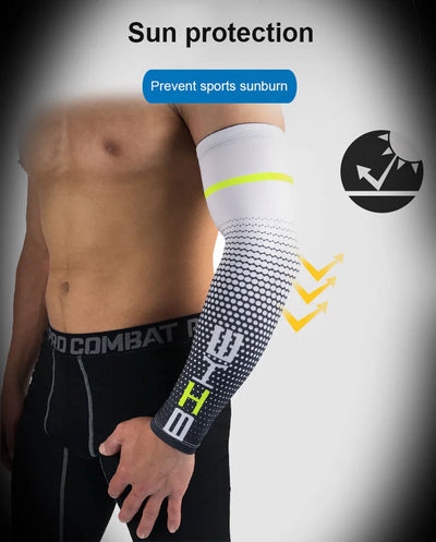 Loogdee 1Pair Cool Men Cycling Running UV Sun Protection Cuff Cover Protective Arm Sleeve Bike Sport Arm Warmers Sleeves