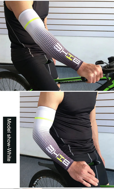 Loogdee 1Pair Cool Men Cycling Running UV Sun Protection Cuff Cover Protective Arm Sleeve Bike Sport Arm Warmers Sleeves