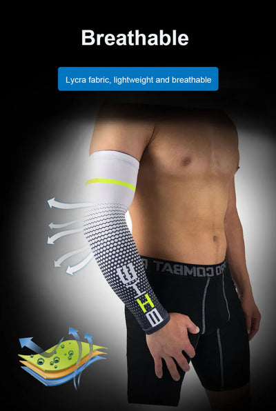 Loogdee 1Pair Cool Men Cycling Running UV Sun Protection Cuff Cover Protective Arm Sleeve Bike Sport Arm Warmers Sleeves