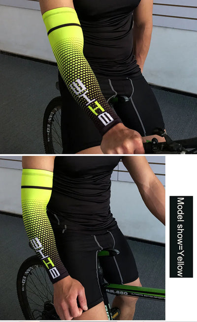 Loogdee 1Pair Cool Men Cycling Running UV Sun Protection Cuff Cover Protective Arm Sleeve Bike Sport Arm Warmers Sleeves