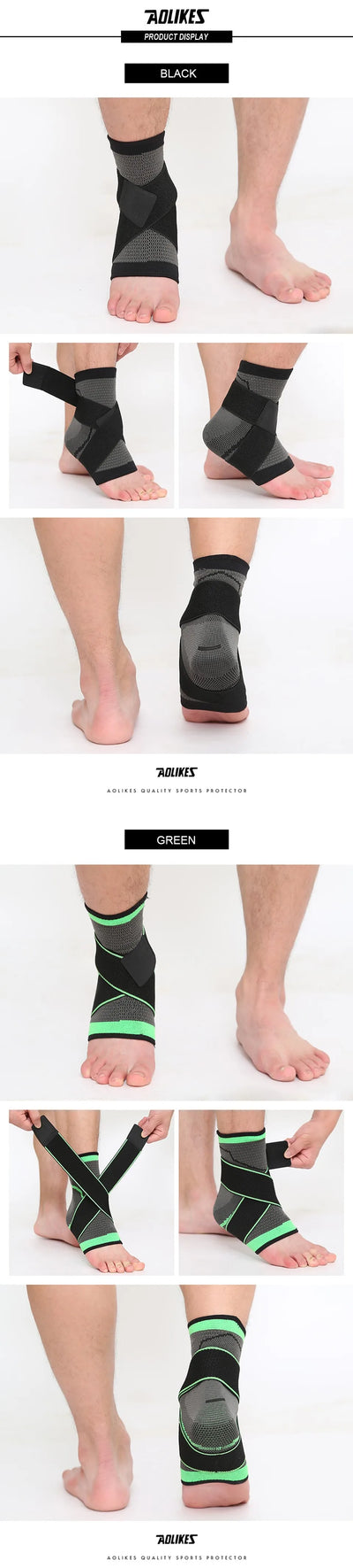 AOLIKES 1PCS 3D Weaving Elastic Nylon Strap Ankle Support Brace Badminton Basketball Football Taekwondo Fitness Heel Protector