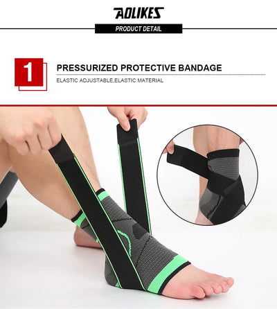 AOLIKES 1PCS 3D Weaving Elastic Nylon Strap Ankle Support Brace Badminton Basketball Football Taekwondo Fitness Heel Protector