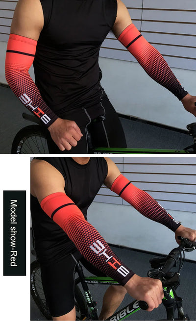 Loogdee 1Pair Cool Men Cycling Running UV Sun Protection Cuff Cover Protective Arm Sleeve Bike Sport Arm Warmers Sleeves