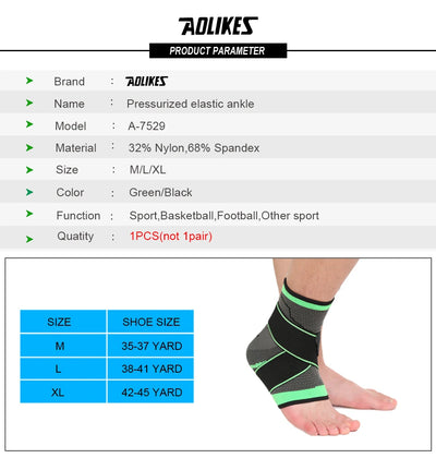 AOLIKES 1PCS 3D Weaving Elastic Nylon Strap Ankle Support Brace Badminton Basketball Football Taekwondo Fitness Heel Protector