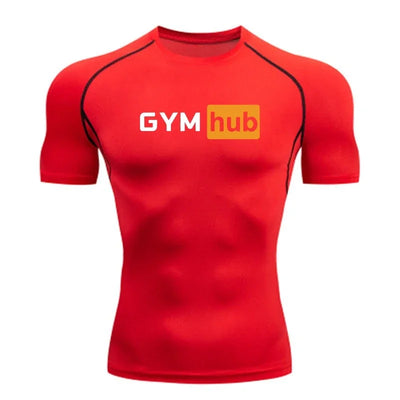 Gym Hub Printed Men's Compression T-Shirt Gym Workout Sport Quick Dry Tight Shirts Outdoor Training Fitness Elasticity Tops Tee