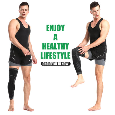 BraceTop Long Leg Compression Sleeves,Full Leg Sleeve Long Knee Brace Knee Support Protect Basketball,Football, Knee Pain Relief