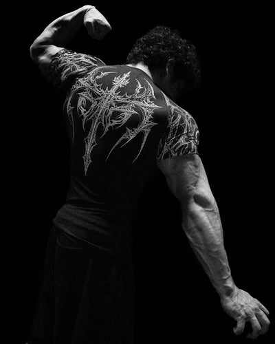 GYM T-shirt Men's Dark Gothic Print Muscle Tee  High Elasticity And Quick Drying Exercise For Bodybuilding Training 2026 Summer