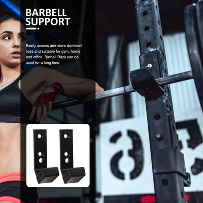 2PCS Barbell Stand Hook Gym Equipment Barbell Bracket Hooks Wall Mounted Mount Weight Bar Holder Fitness Equipment Rack Storage