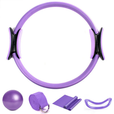 Pilates Ring Set 5 Pcs - Home Gym Equipment for Strength Training, Toning & Stretching Incl. Yoga Accessories