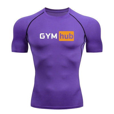 Gym Hub Printed Men's Compression T-Shirt Gym Workout Sport Quick Dry Tight Shirts Outdoor Training Fitness Elasticity Tops Tee
