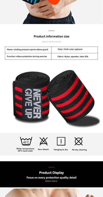 Sports Elbow Guard Winding Pressure Elbow Pad Bench Press Weightlifting Protective Gear Gym Equipment Booster Stripe