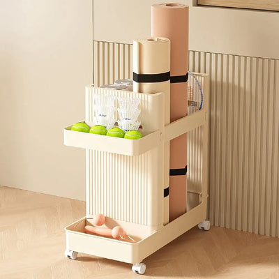 Multi-functional Gym Equipment Organizer Trolley Save Space Large Capacity Sports Equipment Storage Rack Portable Cart Stable