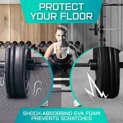Gym Floor Mat for Home Workout Anti-Slip Rubber Exercise Mat with Interlocking Design, Durable Fitness Rug Weightlifting & Yoga