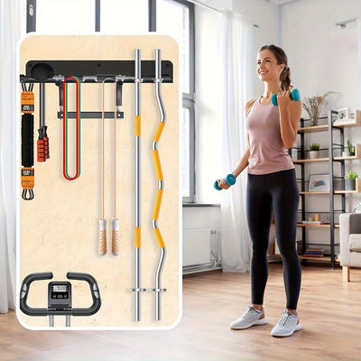 [Fitness Equipment Organizer] Multifunctional Black Iron Wall-Mounted Fitness Equipment Organizer - Perfect Gift for Home Gym