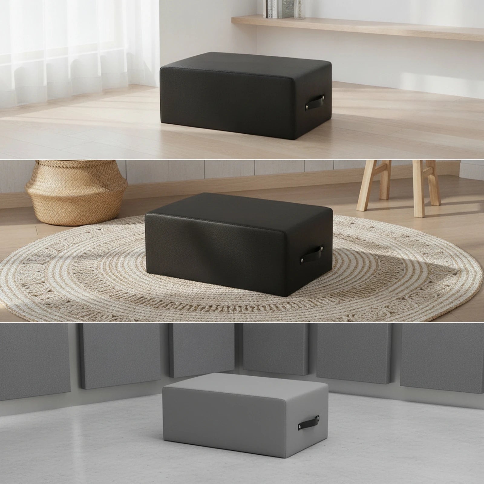 Upholstered Fitness Box Long-Lasting Padded Exercise Box Equipment Stable Low-Height for Pilates, Home Gym