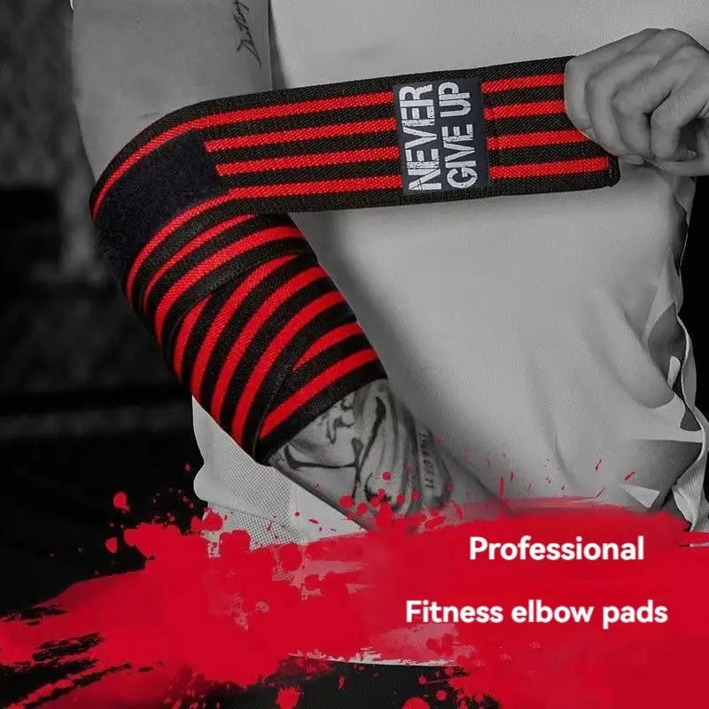 Sports Elbow Guard Winding Pressure Elbow Pad Bench Press Weightlifting Protective Gear Gym Equipment Booster Stripe