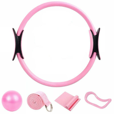 Pilates Ring Set 5 Pcs - Home Gym Equipment for Strength Training, Toning & Stretching Incl. Yoga Accessories