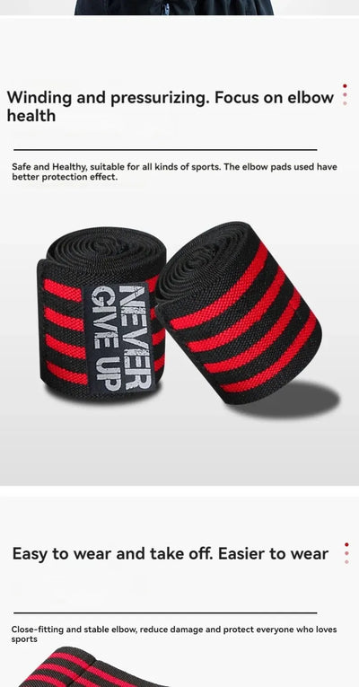 Sports Elbow Guard Winding Pressure Elbow Pad Bench Press Weightlifting Protective Gear Gym Equipment Booster Stripe