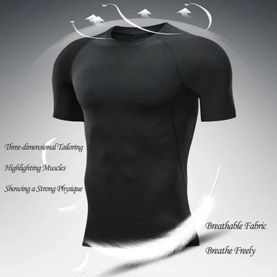 Gym Hub Printed Men's Compression T-Shirt Gym Workout Sport Quick Dry Tight Shirts Outdoor Training Fitness Elasticity Tops Tee