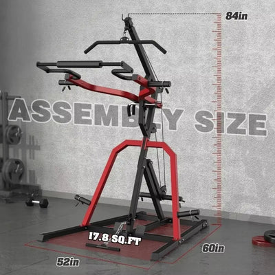 Heavy Duty Power Rack Squat Rack LAT Low Row 2:1 Ratio Home Gym Strength Training Workout Station Multi-Function Equipment