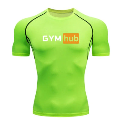 Gym Hub Printed Men's Compression T-Shirt Gym Workout Sport Quick Dry Tight Shirts Outdoor Training Fitness Elasticity Tops Tee