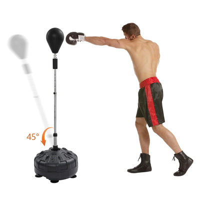 Professional Free Standing Punching Bag with 90° Rebound Spring Stainless Steel Base 6 Suction Cups Anti-Slip 160cm Adjustable