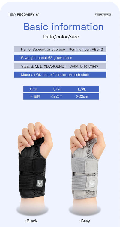 Wrist Brace for Carpal Tunnel Support Brace with Splints Hand Support for Arthritis Tendonitis Sprain Injuries Wrist Pain 1PC