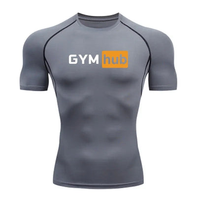 Gym Hub Printed Men's Compression T-Shirt Gym Workout Sport Quick Dry Tight Shirts Outdoor Training Fitness Elasticity Tops Tee