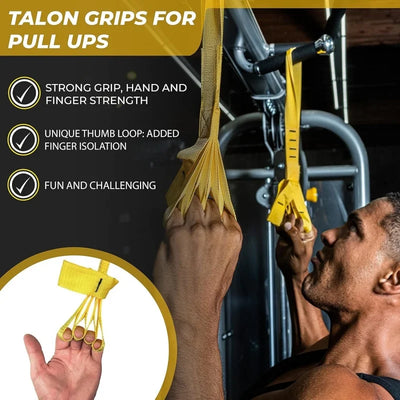 1 Pair Pull Up Grip Strength Straps - Nylon Finger and Thumb Loops for Grip Training, Rock Climbing, Hand and Arm Strengthener