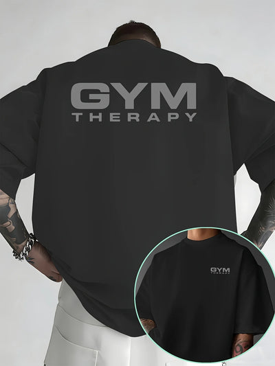 "Gym Therapy" Minimalist Print on Premium 100% Cotton Mens T Shirt Perfect for Summer Workout & Casual Street Style