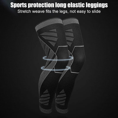 BraceTop Long Leg Compression Sleeves,Full Leg Sleeve Long Knee Brace Knee Support Protect Basketball,Football, Knee Pain Relief