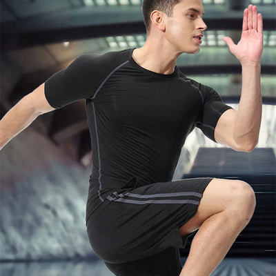 Gym Hub Printed Men's Compression T-Shirt Gym Workout Sport Quick Dry Tight Shirts Outdoor Training Fitness Elasticity Tops Tee