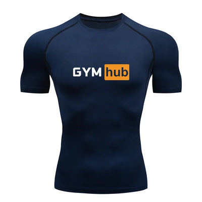 Gym Hub Printed Men's Compression T-Shirt Gym Workout Sport Quick Dry Tight Shirts Outdoor Training Fitness Elasticity Tops Tee