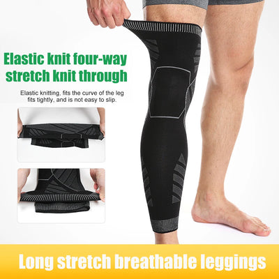 BraceTop Long Leg Compression Sleeves,Full Leg Sleeve Long Knee Brace Knee Support Protect Basketball,Football, Knee Pain Relief