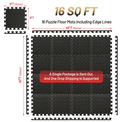 Gym Floor Mat for Home Workout Anti-Slip Rubber Exercise Mat with Interlocking Design, Durable Fitness Rug Weightlifting & Yoga