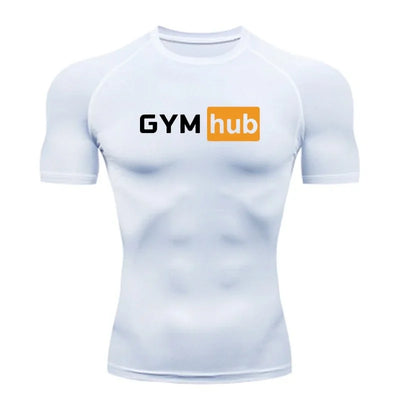 Gym Hub Printed Men's Compression T-Shirt Gym Workout Sport Quick Dry Tight Shirts Outdoor Training Fitness Elasticity Tops Tee