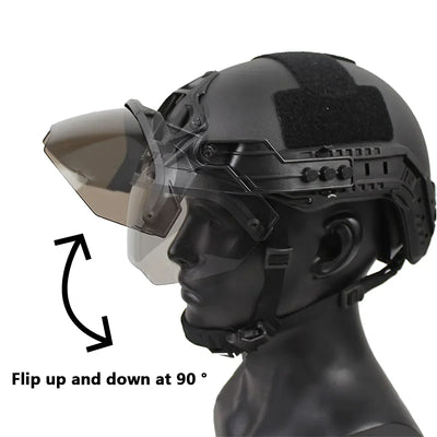 Tactical Helmet Flip Goggles Adjustable  Airsoft Paintball FAST Helmet Windproof Anti Fog CS Wargame Protection Goggles