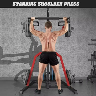 Heavy Duty Power Rack Squat Rack LAT Low Row 2:1 Ratio Home Gym Strength Training Workout Station Multi-Function Equipment