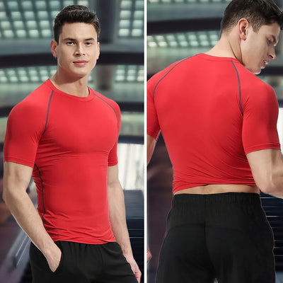 Gym Hub Printed Men's Compression T-Shirt Gym Workout Sport Quick Dry Tight Shirts Outdoor Training Fitness Elasticity Tops Tee