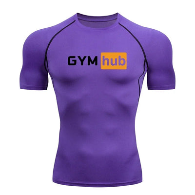 Gym Hub Printed Men's Compression T-Shirt Gym Workout Sport Quick Dry Tight Shirts Outdoor Training Fitness Elasticity Tops Tee