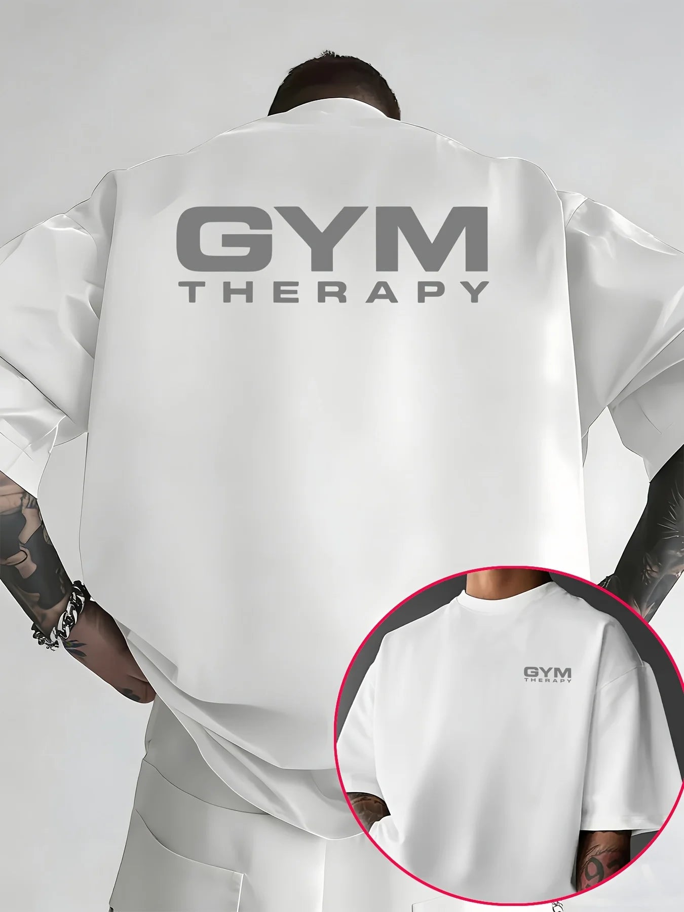 "Gym Therapy" Minimalist Print on Premium 100% Cotton Mens T Shirt Perfect for Summer Workout & Casual Street Style
