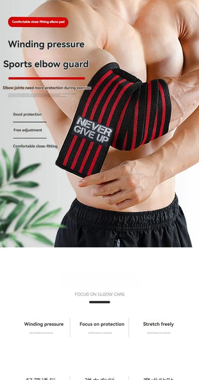 Sports Elbow Guard Winding Pressure Elbow Pad Bench Press Weightlifting Protective Gear Gym Equipment Booster Stripe