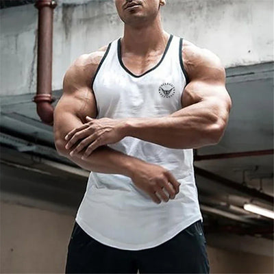 Gym Bodybuilding Sports T-shirt Workout Muscle Vest Fitness Cotton Breathable Sleeveless T-shirt Men Training Tank Tops