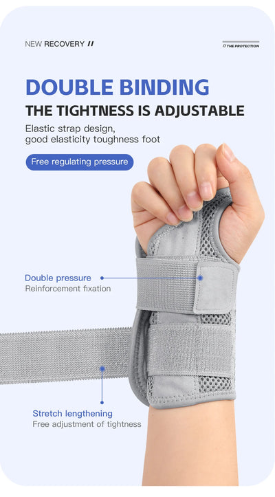 Wrist Brace for Carpal Tunnel Support Brace with Splints Hand Support for Arthritis Tendonitis Sprain Injuries Wrist Pain 1PC