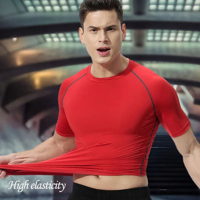 Gym Hub Printed Men's Compression T-Shirt Gym Workout Sport Quick Dry Tight Shirts Outdoor Training Fitness Elasticity Tops Tee