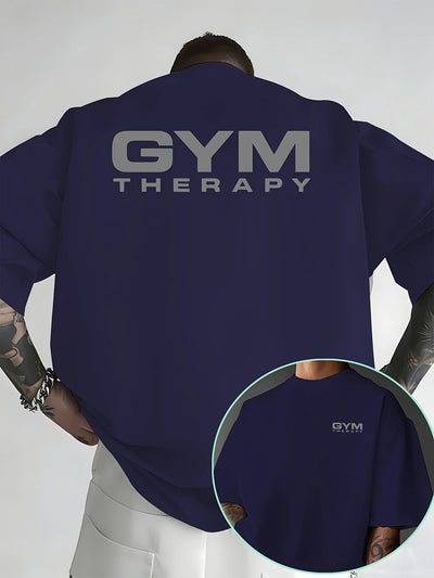 "Gym Therapy" Minimalist Print on Premium 100% Cotton Mens T Shirt Perfect for Summer Workout & Casual Street Style