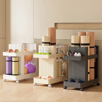 Multi-functional Gym Equipment Organizer Trolley Save Space Large Capacity Sports Equipment Storage Rack Portable Cart Stable