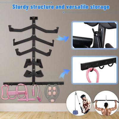 Lat Pull Down Bar Gym Accessory Rack, Lat Pulldown Attachments Cable Storage Rack for Mag Grip Home Gym Fitness
