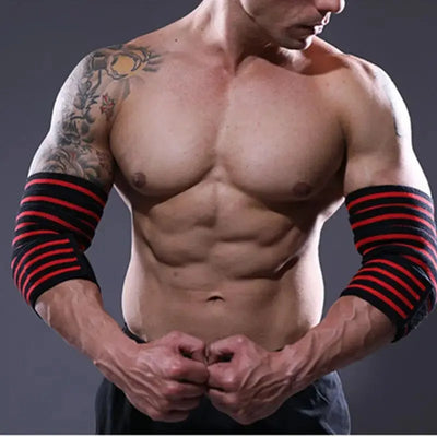 Sports Elbow Guard Winding Pressure Elbow Pad Bench Press Weightlifting Protective Gear Gym Equipment Booster Stripe